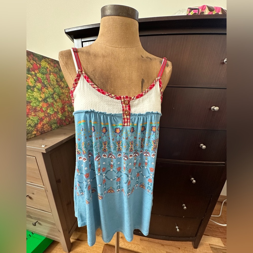 Blue and White Women's Small Tank Top with Red Accents never worn